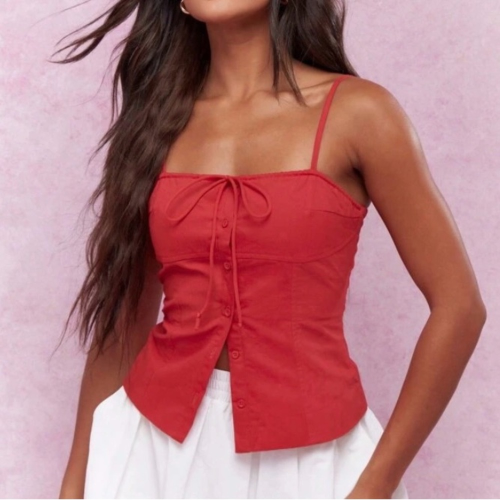 NEVER WORN Red Button-Up Spaghetti Strap